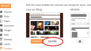 edit html on blogger
